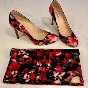 L.K. Bennett Size 7.5 Black/Pink/White Patent Leather Round Toe Stiletto Heels